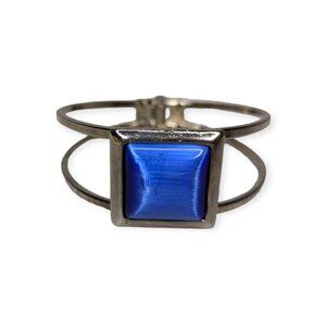 Silver Tone Blue/Purple Gem Spring Clasp Bracelet